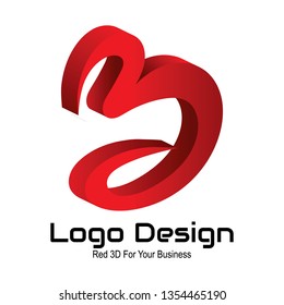 Vector logo design red color 3d style in eps.10