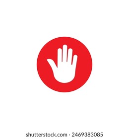 vector logo design red hand button, symbol of no access.