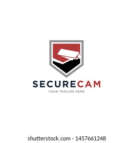 Vector logo design. Security icon with shield and cctv illustrations