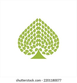 Vector logo design set of leaves forming a heart tree.