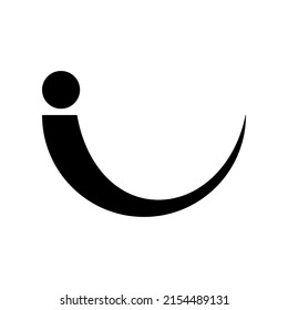 vector logo design in the shape of a circle modified to make it look modern and simple. resembling an exclamation mark or resembling a curved letter I