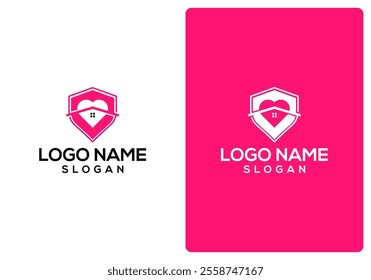 vector logo design shield with house.