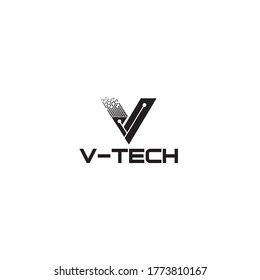 vector logo design silhouette letter v tech

