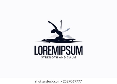 Vector logo design of silhouette of woman doing yoga, wellness, meditation and balance logo