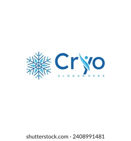 Diseño del logo vector Signo de copo de nieve para crioterapia. Ilustración del vector