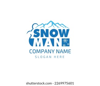Vector logo design. Snowman logo design for snow resorts and ice cream 