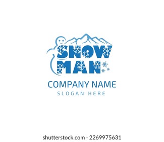 Vector logo design. Snowman logo design for snow resorts and ice cream It features skiing and snowy mountains