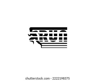 vector logo design of someone running that says "RUN" can be used for sports logos or symbols