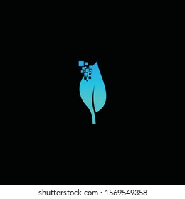 Vector logo design for sophisticated and modern technology leaves