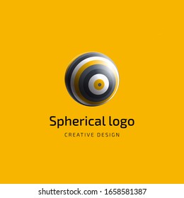 Diseño del logotipo vectorial. Icono esférico del globo con texto. Plantilla de logotipo para negocios, comunicación, análisis, consulta, educación de valor mundial.