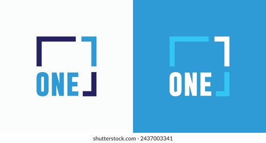 Vector logo design with square lines and number 1 in a modern, simple, clean and abstract style.