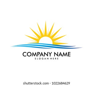 vector logo design of sunlight in the horizon of the sea