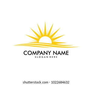 vector logo design of sunlight in the horizon of the sea