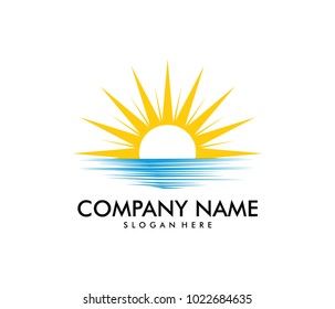 vector logo design of sunlight in the horizon of the sea