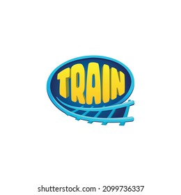 Vector logo design surrounded by train tracks