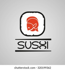 Vector logo design. Sushi, fish, japanese, restaurant.