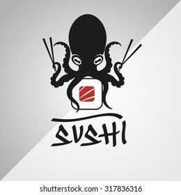 Vector Logo Design. Sushi, Octopus, Japanese, Restaurant.