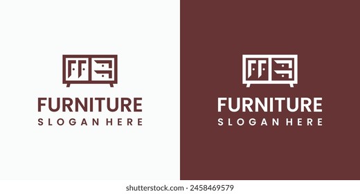 Vector logo design of table and cupboards  interior furniture shape with modern, simple, clean and abstract style.