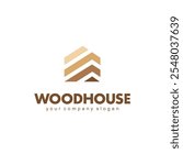 Vector logo design template. Abstract wood house sign.