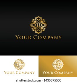 Vector logo design template - abstract symbol in ornamental arabic style - emblem for luxury products, hotels, boutiques, jewelry, oriental cosmetics, restaurants, shops and stores - Vector