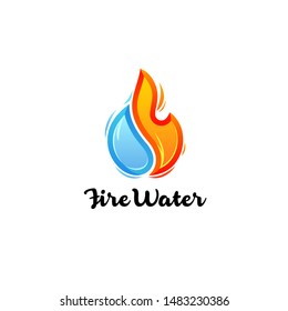 Vector logo design template. Abstract water and fire icon.