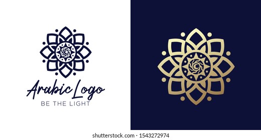 Vector logo design template - abstract symbol in ornamental arabic style - emblem for luxury products, hotels, boutiques, jewelry, oriental cosmetics, restaurants, shops and stores