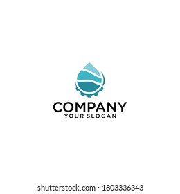 Vector logo design template. Abstract blue water drop, wave shape.