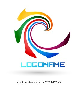 Vector Logo Design Template . Abstract Colorful Stripe Icon . 