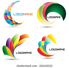 Plantilla de diseño del logotipo del vector . Icono de ala colorida abstracta . 