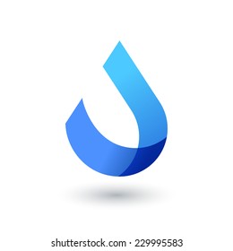 Plantilla de diseño del logotipo del vector. Caída de agua azul abstracta, forma de onda. Negocio, tecnología, naturaleza, símbolo de ecología. 