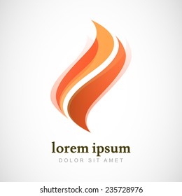 Vector logo design template. Abstract fire wave shape. Business,  technology, nature, symbol.  