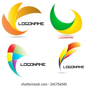 Vector Logo Design Template . Abstract Colorful Wing Icon . 