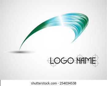 Vector Logo Design Template . Abstract Colorful Stripe Icon . Curved Lines on White Background . Spiral Logo .