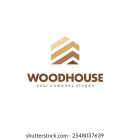 Vector logo design template. Abstract wood house sign.