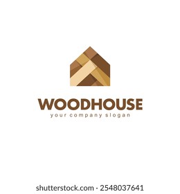 Vector logo design template. Abstract wood house sign.