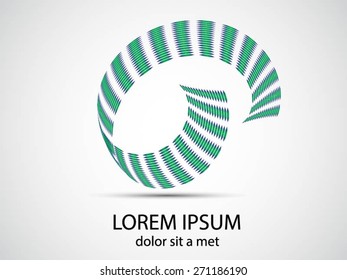 Vector Logo Design Template . Abstract Colorful Stripe Icon . Curved Lines on White Background . Spiral Logo