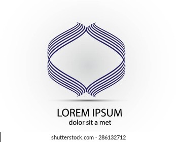 Vector Logo Design Template. Abstract Colorful Stripe Icon. Curved Lines on White Background. Striped Line Logo