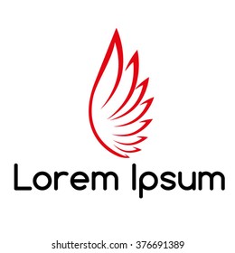 Vector Logo Design Template . Abstract Red Wing Icon. Vector illustration.