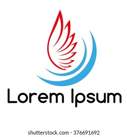 Vector Logo Design Template . Abstract Red and Blue Wing Icon. Vector illustration.