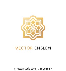 Vector logo design template - abstract symbol in ornamental arabic style - emblem for luxury products, hotels, boutiques, jewelry, oriental cosmetics, restaurants, shops and stores 