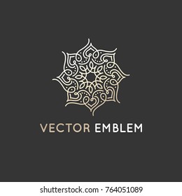 Vector logo design template - abstract symbol in ornamental arabic style - emblem for luxury products, hotels, boutiques, jewelry, oriental cosmetics, restaurants, shops and stores 