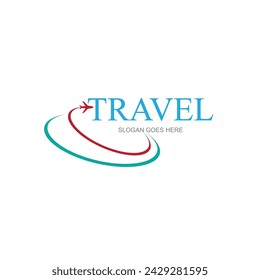 Plantilla de diseño de logotipo vectorial para aerolínea, billete de avión, agencia de viajes