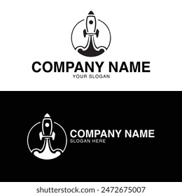 Vector logo design template art with a spaceship launch illustration. Logo for your science club