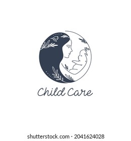 Vector logo design template for baby care, motherhood and childbearing. Mother sign.