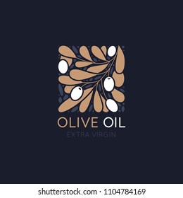 Vector logo design template and badge design for packaging for olive oil products, natural and organic cosmetics and beauty products 