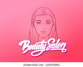 Vector logo design template for beauty salon. Woman's face. Abstract emblem for cosmetics and beauty products.