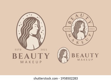 Plantilla de diseño de logotipo vectorial para salón de belleza, peluquería, cosmética, maquillador