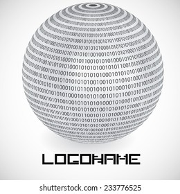 Vector Logo Design Template . Binary Code In Sphere Form . Technology Icon. 