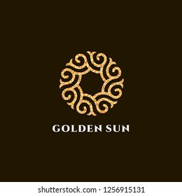 Vector logo design template for boutique hotel, restaurant, jewelry. Sun symbol
