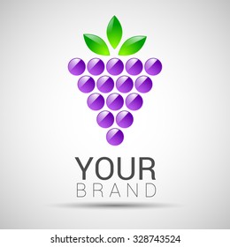 Vector logo design template. Branch of grape with leaves